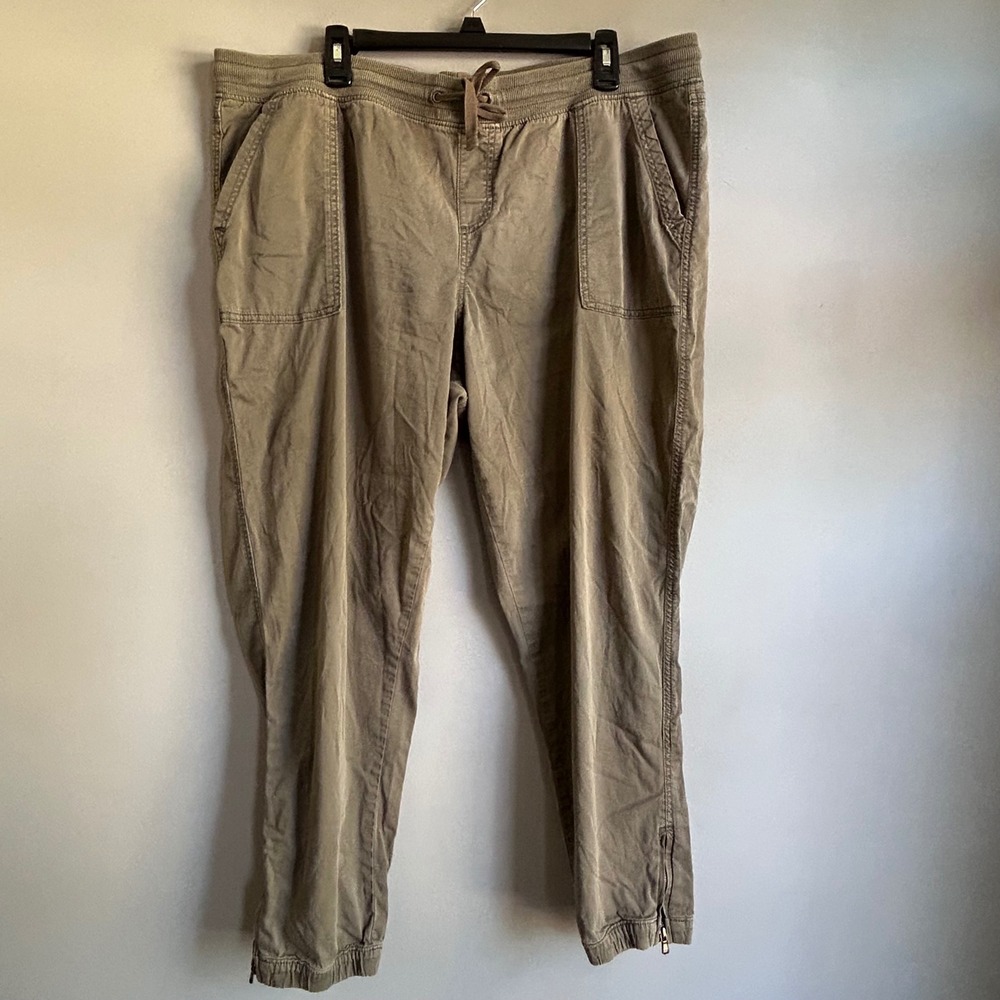 Sonoma Goods for Life Women XL Olive Green Utility Jogger Pants Zipper Ankle